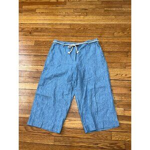 Talbots Women's Linen Blend Capri Pants Belted Preppy Size 16p Petites High Rise